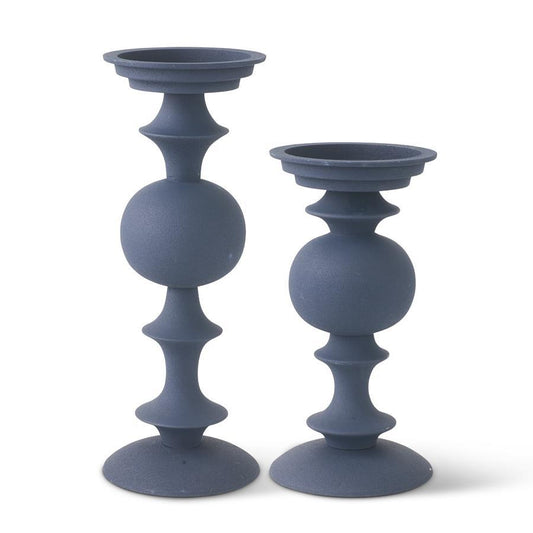 NAVY BLUE MATTE METAL CANDLEHOLDERS - 2 Sizes Available