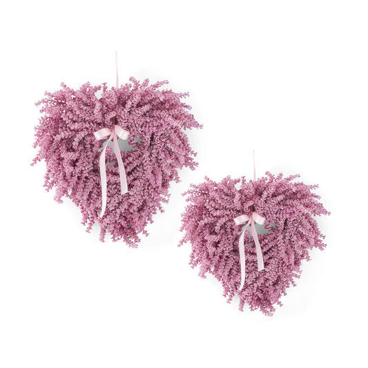 PINK LAVENDER HEART WREATHS - 2 sizes available