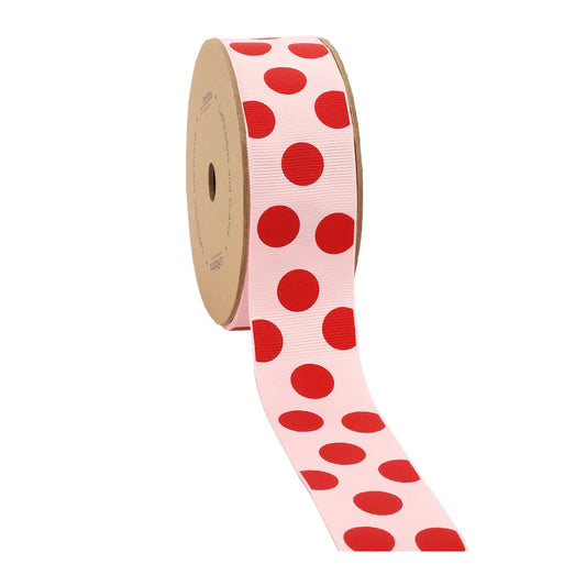 1 1/2" Printed Dots Textured Grosgrain Ribbon - Lt Pink - 25 Yard Roll