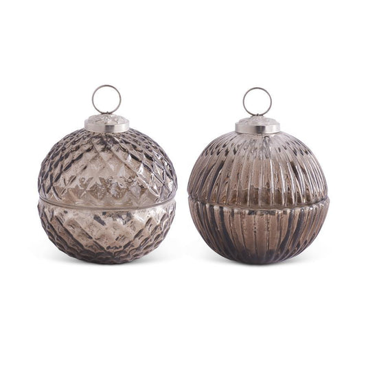 3.5 Inch Filled Silver Copper Mercury Glass Ornament Candle (2 SCENTS)