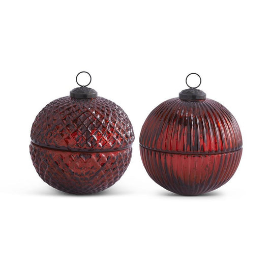 5 Inch Red Mercury Glass Ornament Candle (2 SCENTS)