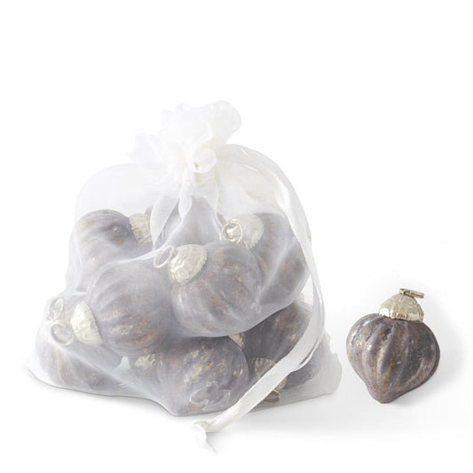 Bag of 12 1 Inch Mini Matte Gray w/Gold Onion Ornaments