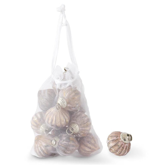 Bag of 12 1 Inch Mini Matte Peach w/Gold Onion Ornaments