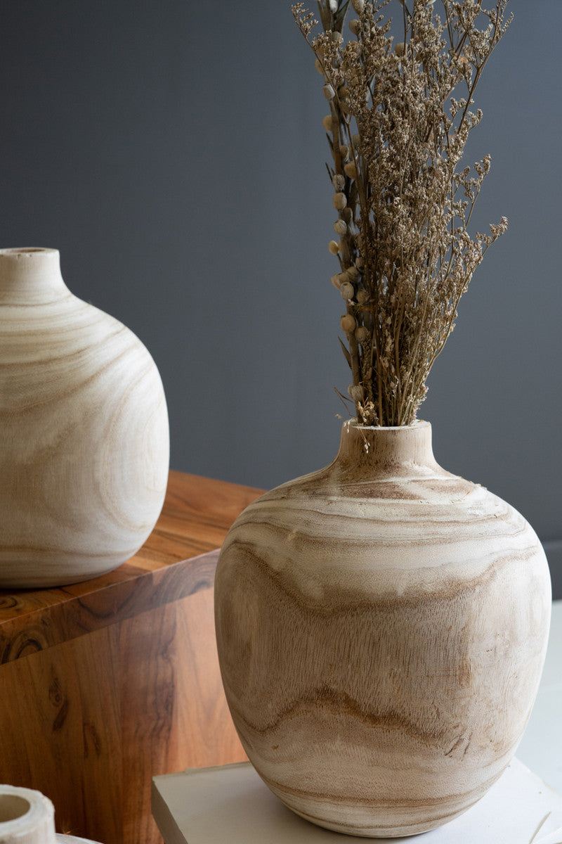 Carved Wooden Bulb Vases - 5 Size Options