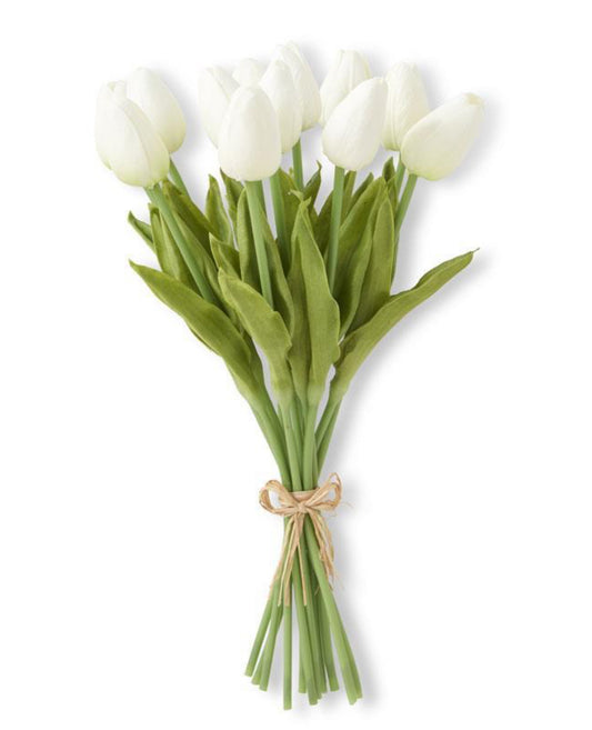 White  Real Touch Mini Tulip Bundle (12 Stems)