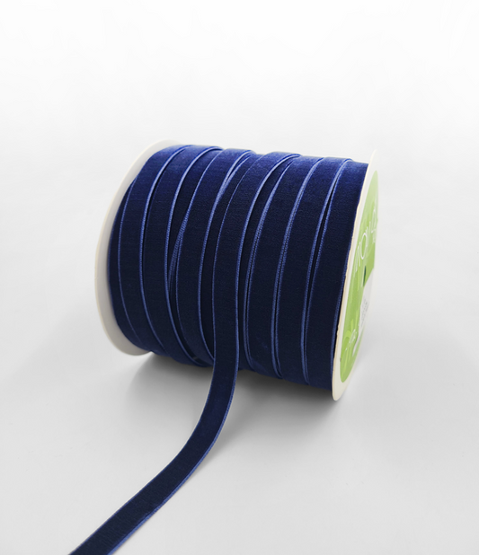 3/8 Inch Classic Velvet Ribbon with Woven Edge in Navy