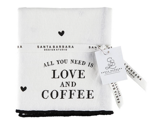 Overlock Tea Towel - Love & Coffee