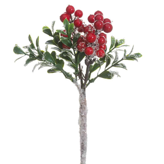 8" ICED BERRY/BOXWOOD PICK RED