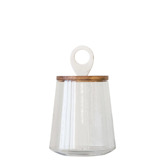 Pre-Order Glass Jar with Mango Wood and Marble Lid