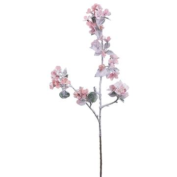 Snowed Quince Blossom Spray Pink 35"
