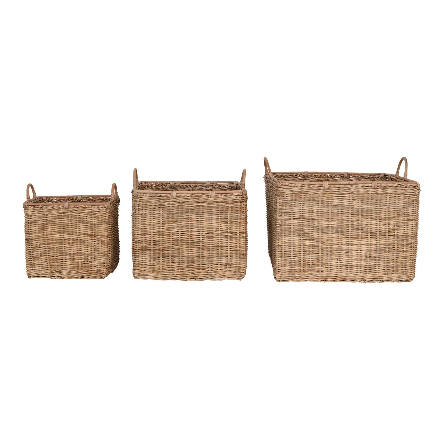 Rattan Baskets w/ Handles, 3 Sizes
