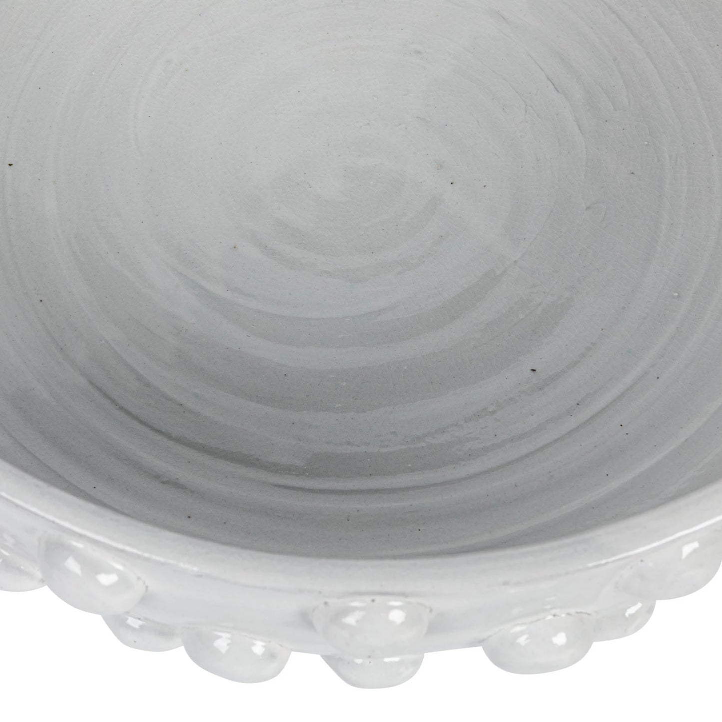 Decorative Terra-cotta Bowl w/ Raised Dots, White