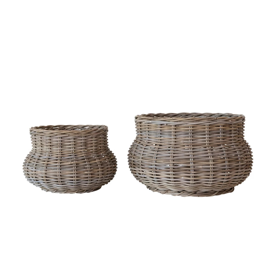 Hand-Woven Rattan Planters, 2 sizes (Holds 18" & 16" Pots)