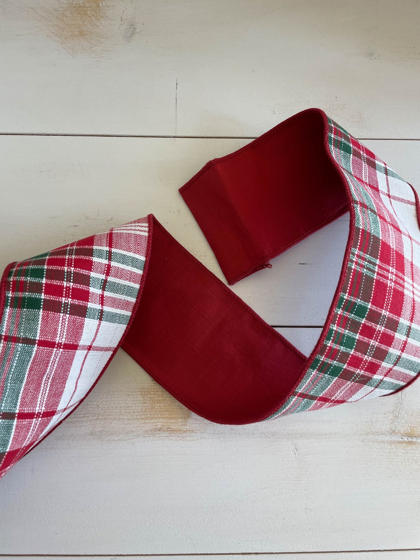 Red and Green Plaid Christmas Ribbon 4"