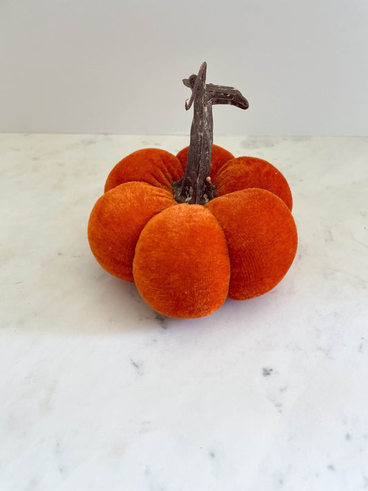 3" Orange Velvet Pumpkin