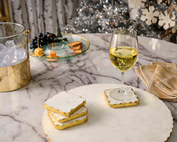 MARBLE LAZY SUSAN WITH GOLD EDGE