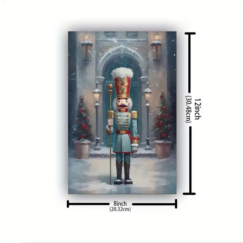 Wooden Framed Nutcracker Christmas Canvas Painting