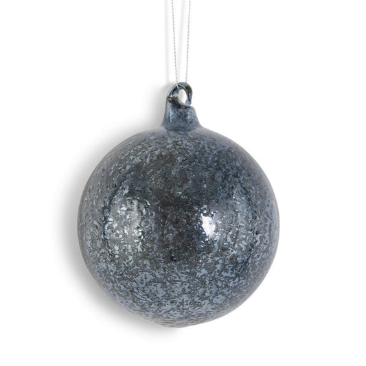 3.75 Inch Dark Blue Mercury Glass Round Ornament