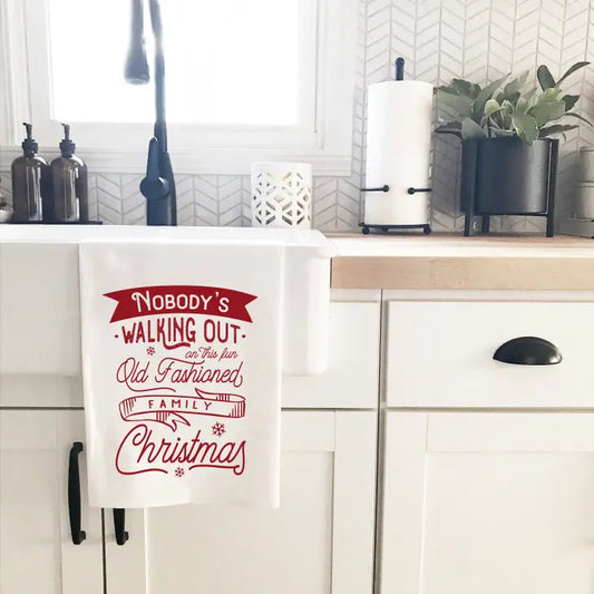 Fun Old Fashioned Family Christmas Tea Towel