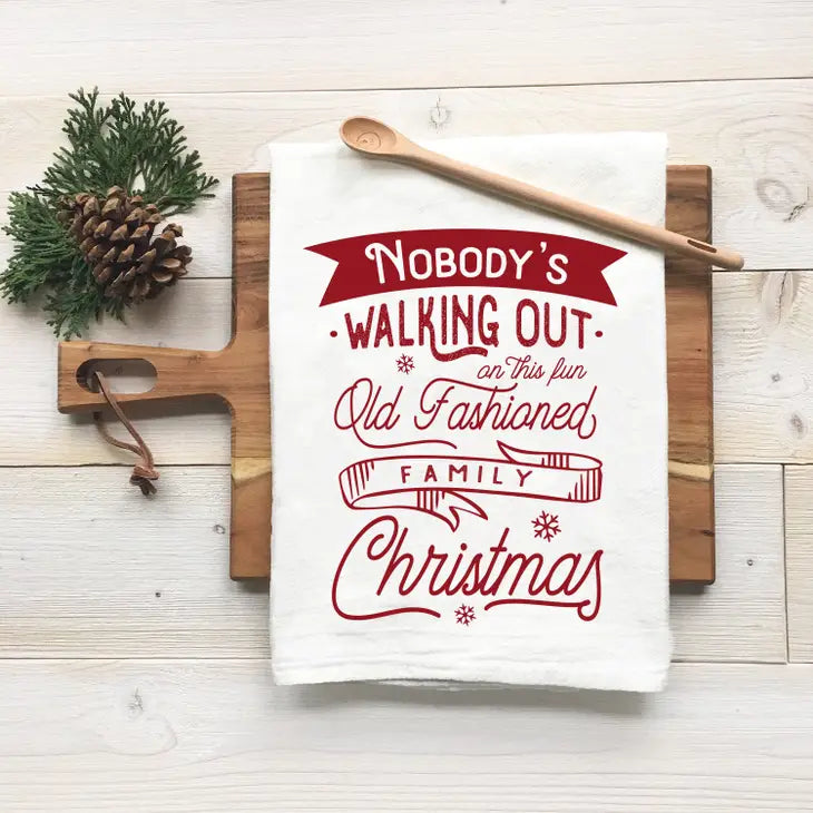 Fun Old Fashioned Family Christmas Tea Towel