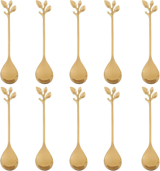6-Piece Gold Leaf Coffee Spoons