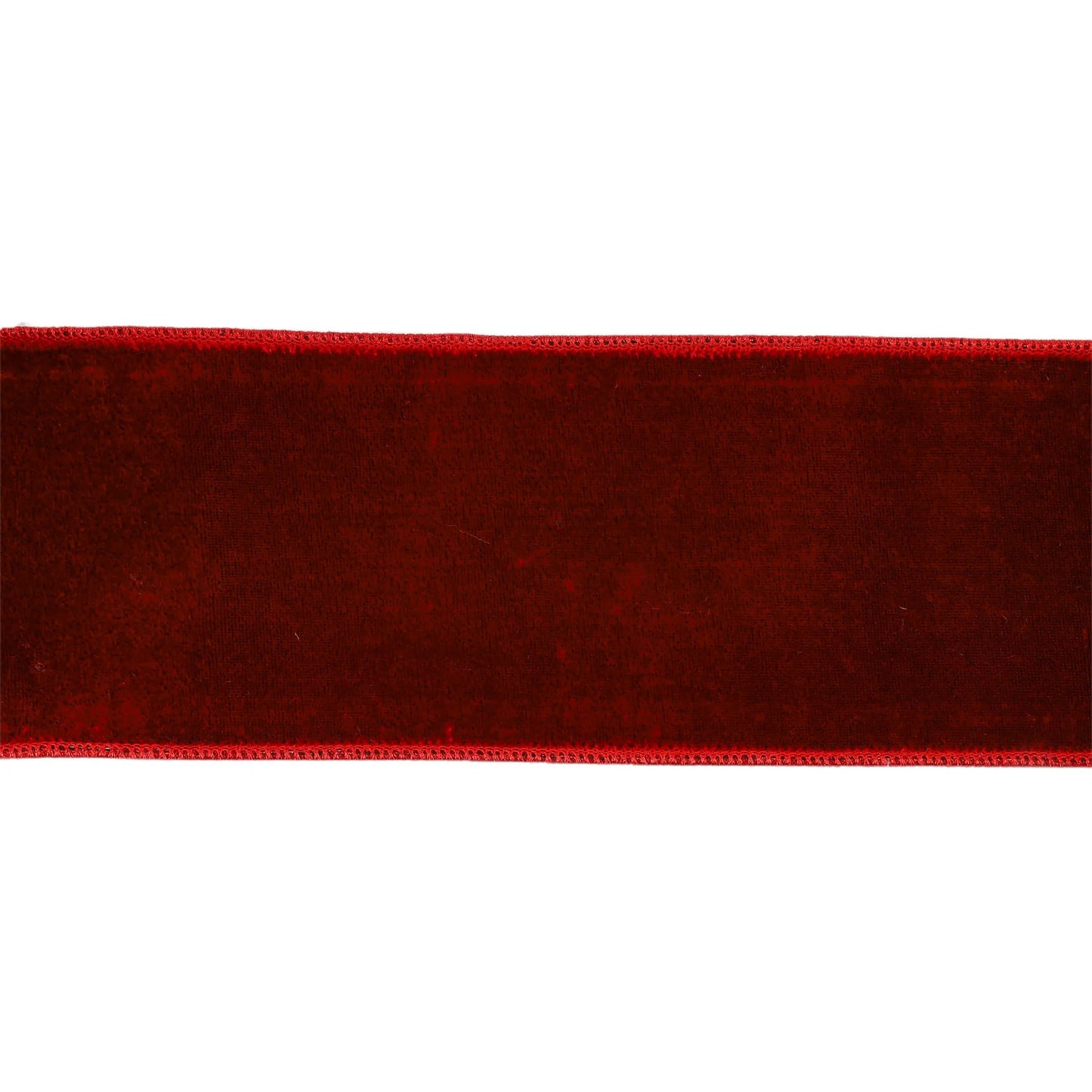 4" Wired Premium Velvet Ribbon | Red w/ Red Metallic Dupioni Backing | 5 Yard Roll