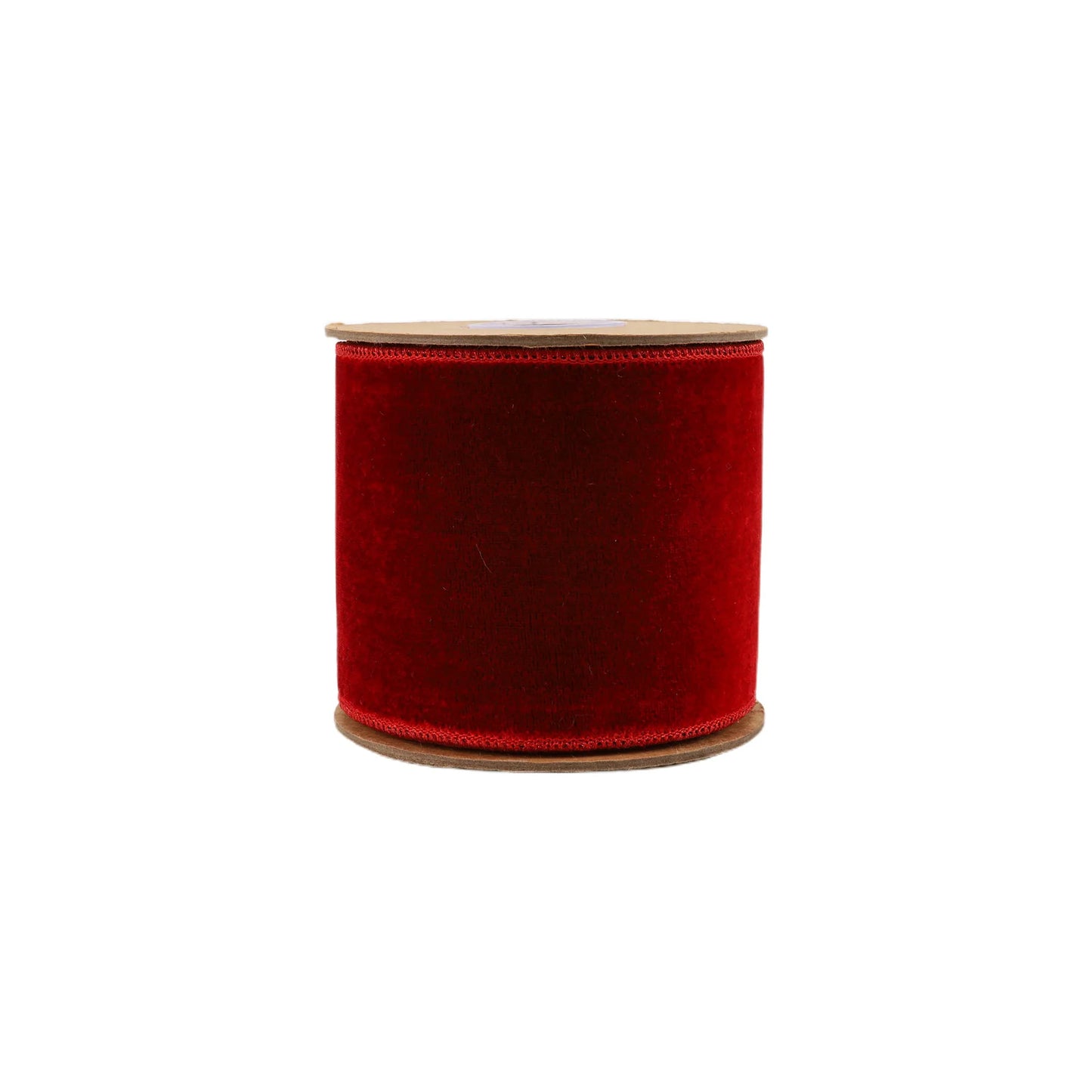 4" Wired Premium Velvet Ribbon | Red w/ Red Metallic Dupioni Backing | 5 Yard Roll