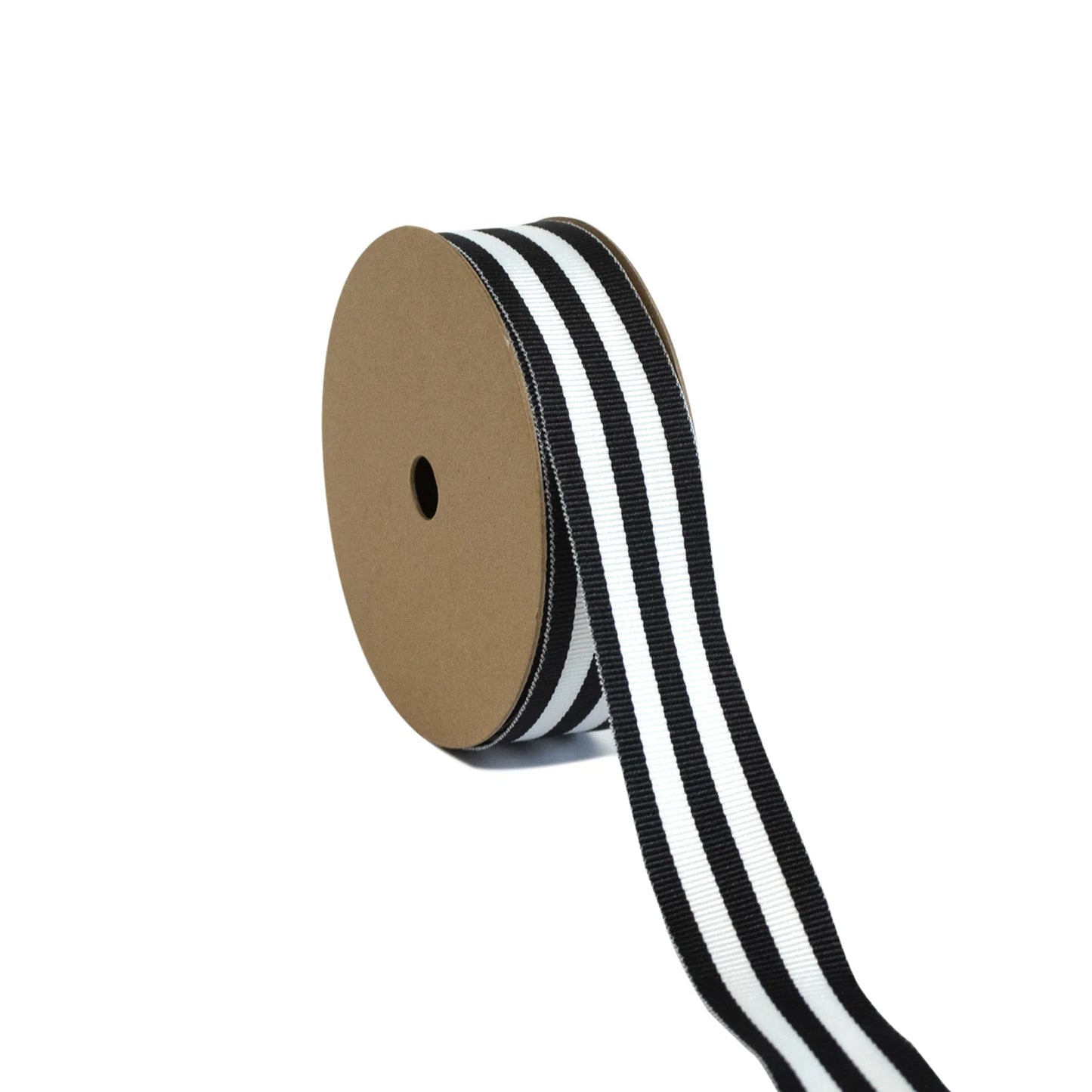 7/8" Textured Grosgrain Ribbon - "Mono-Stripe" - White/Black - 25 Yard Roll
