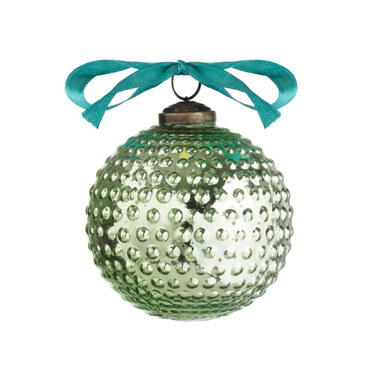 4" Green Hobnail Vintage Mercury Glass Ornament