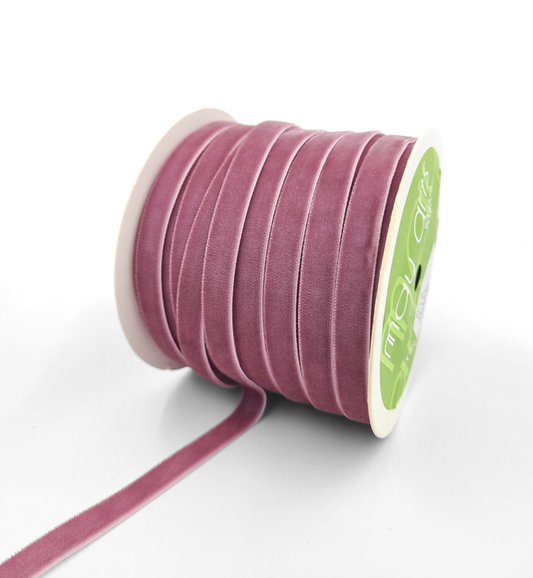 3/8 Inch Classic Velvet Ribbon with Woven Edge in Wood Rose