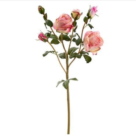 27.5" Rose Spray With 3 Flowers And 3 Buds - Pink