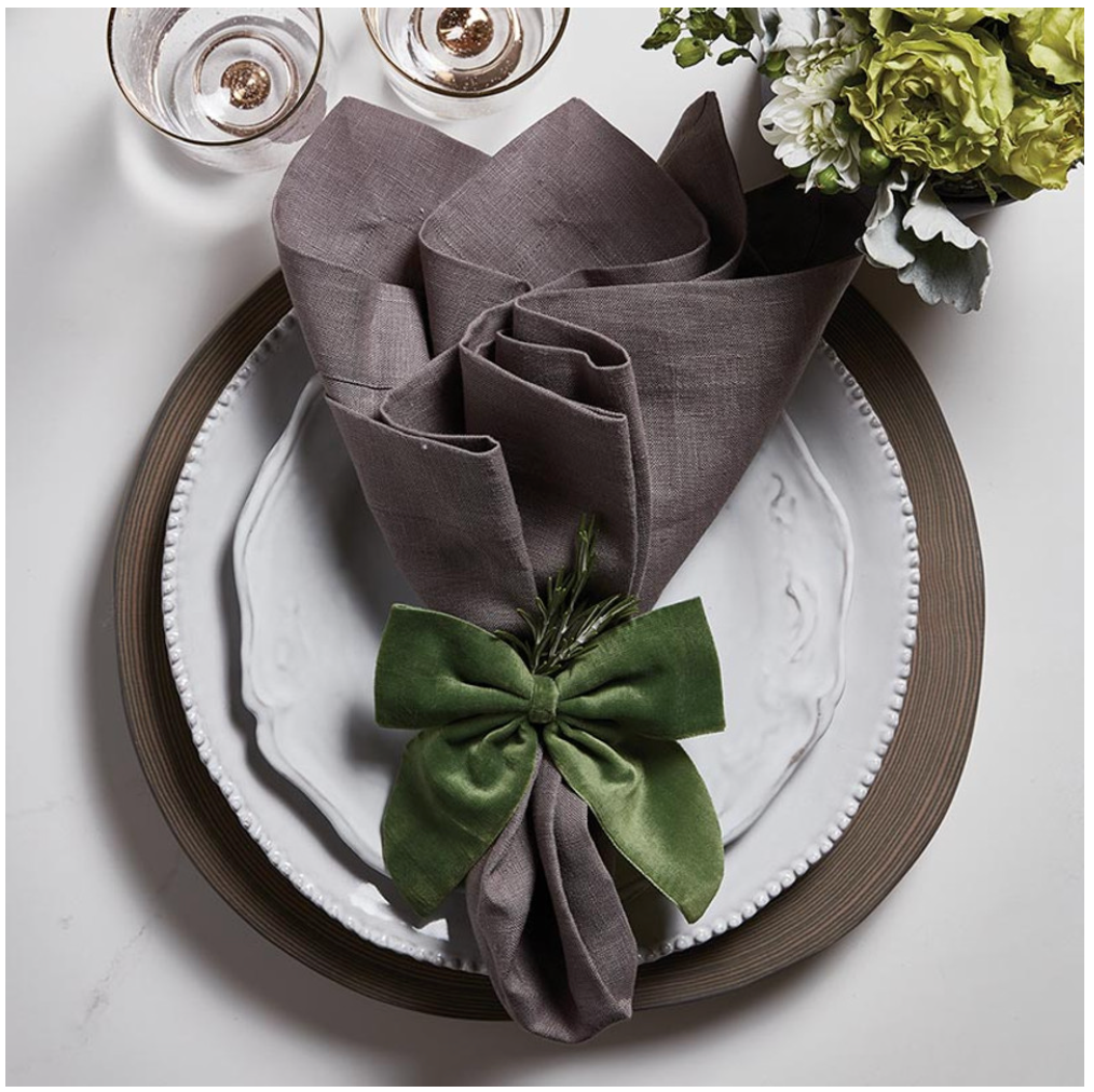 Velvet Bow Napkin Ties - Forest - Set of 4