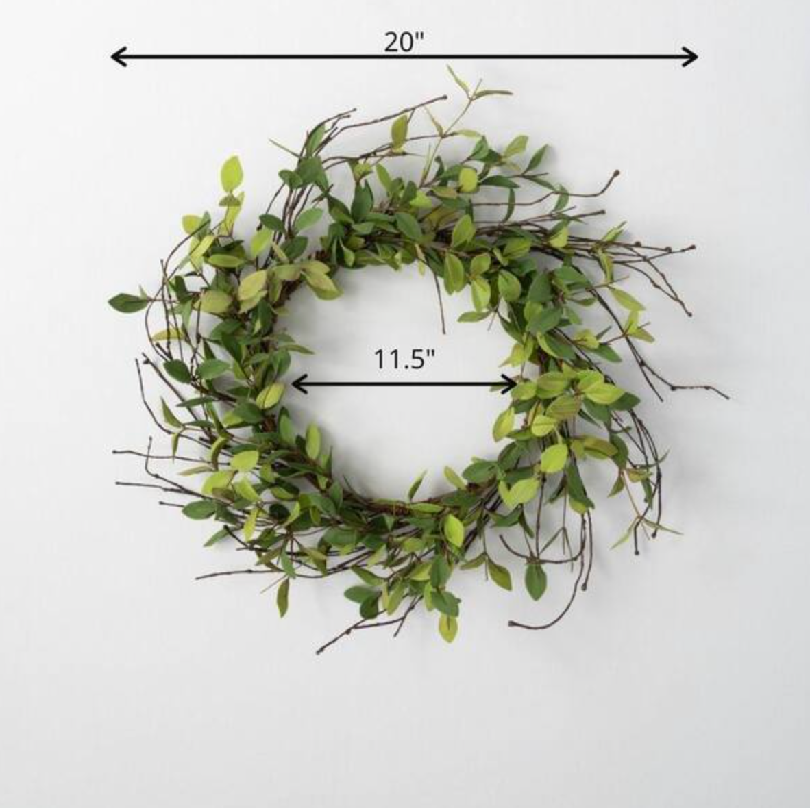 20" Artificial Green Ruscus Leafy Twig Wreath