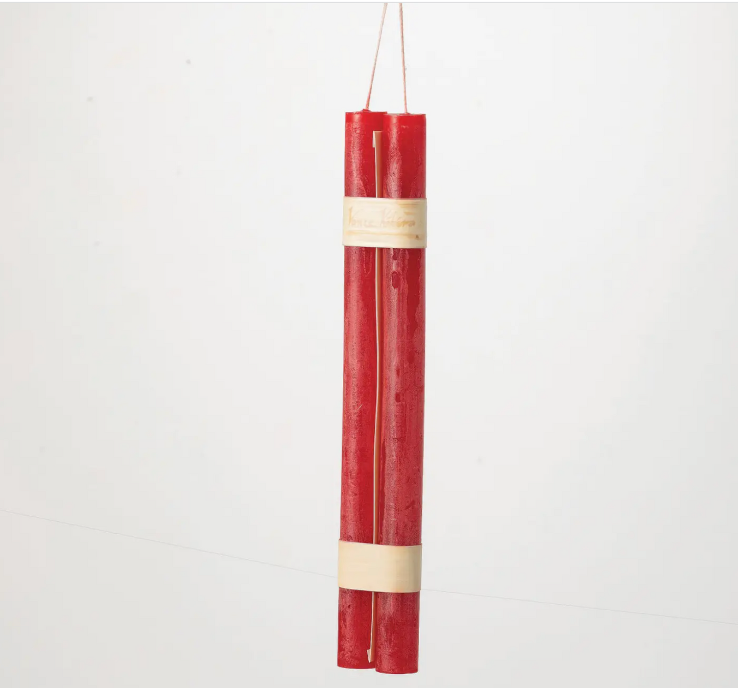 CRANBERRY RED HANGING TAPER CANDLE 2