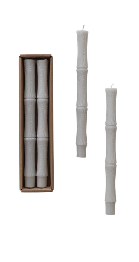 Unscented Sculpted Taper Candles, Grey, 3 Styles, Set of 2