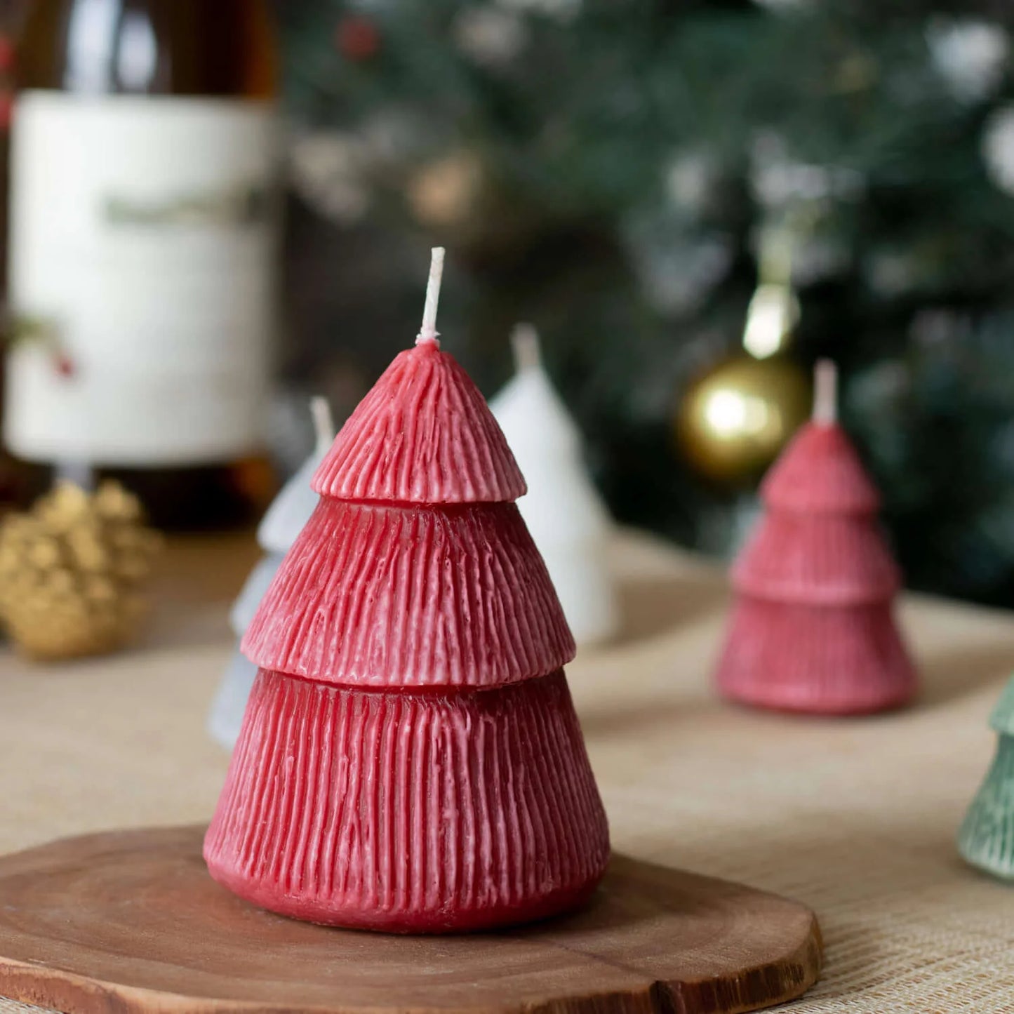 Red Christmas Tree Candle - Small