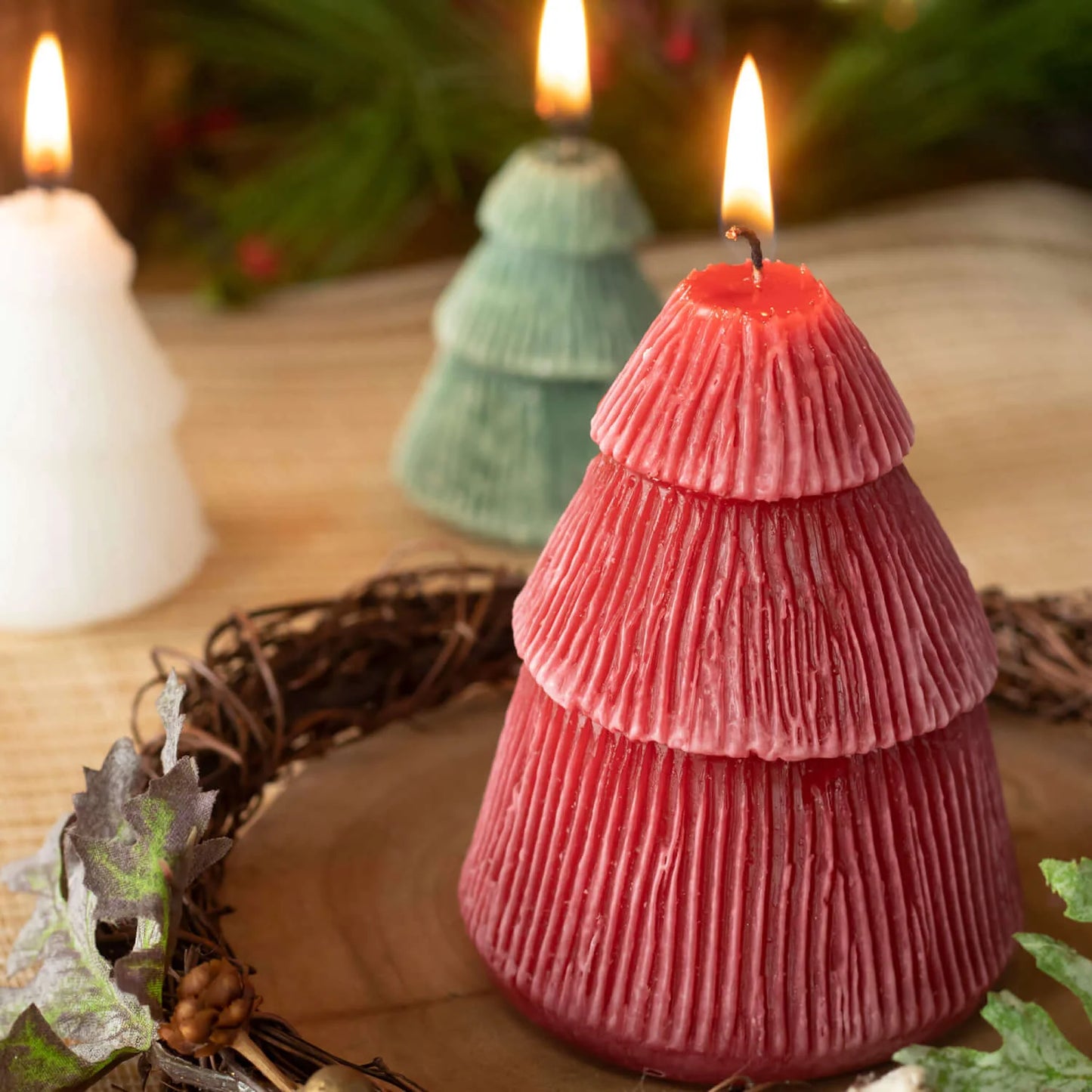 Red Christmas Tree Candle - Large