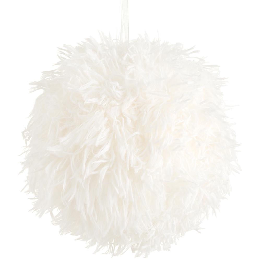 5" Fur Ball Ornament  White