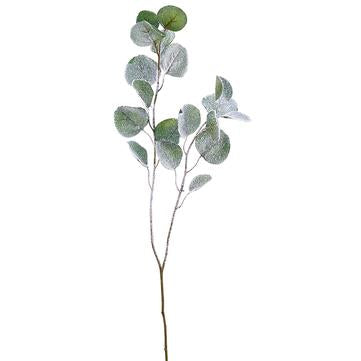 32" SNOWED SILVER DOLLAR EUCALYPTUS LEAF SPRAY GREEN/WHITE