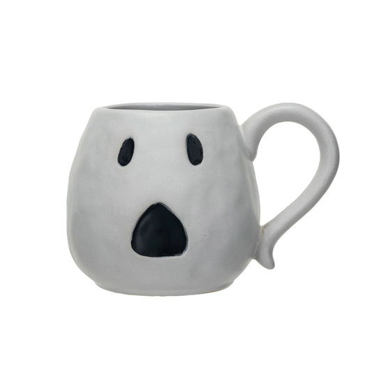 16 oz. Debossed Stoneware Ghost Shaped Mug (Each One Will Vary)