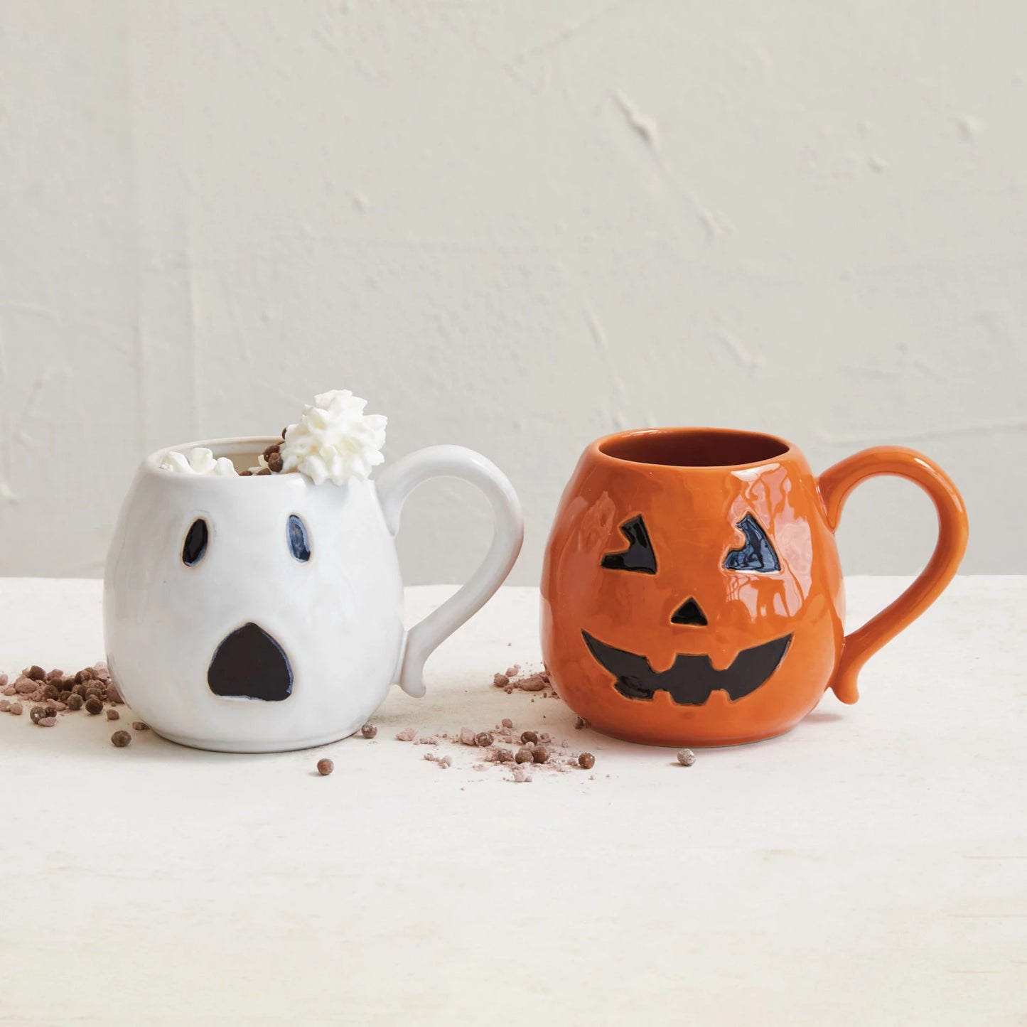 16 oz. Debossed Stoneware Ghost Shaped Mug (Each One Will Vary)