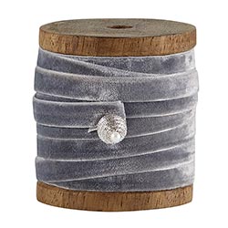 Velvet Ribbon with Push Pin - Grey