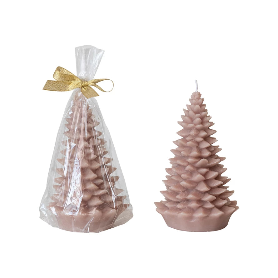 Unscented Tree Shaped Candle, Khaki Color, 2 sizes