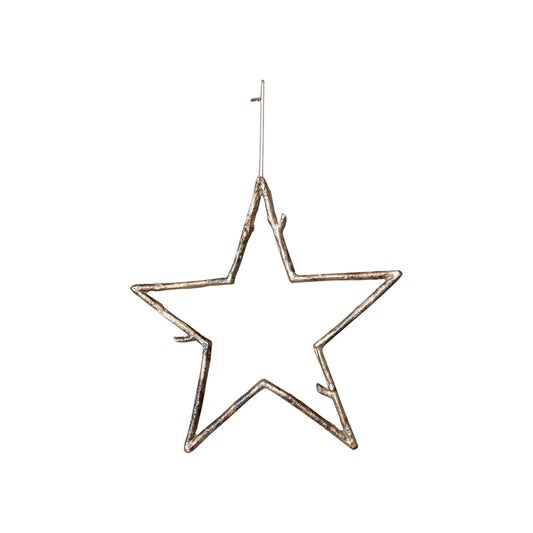 Metal Twig Star Ornament, Antique Gold Finish