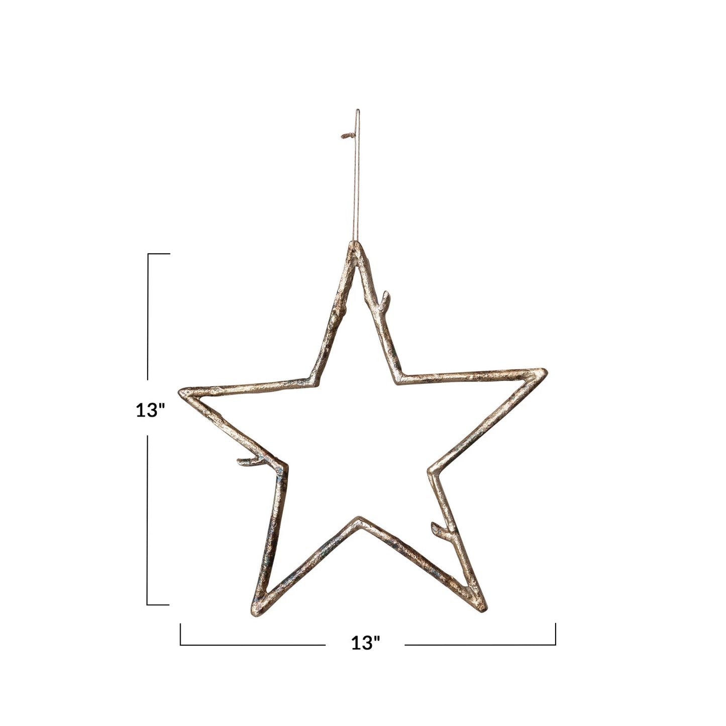 Metal Twig Star Ornament, Antique Gold Finish