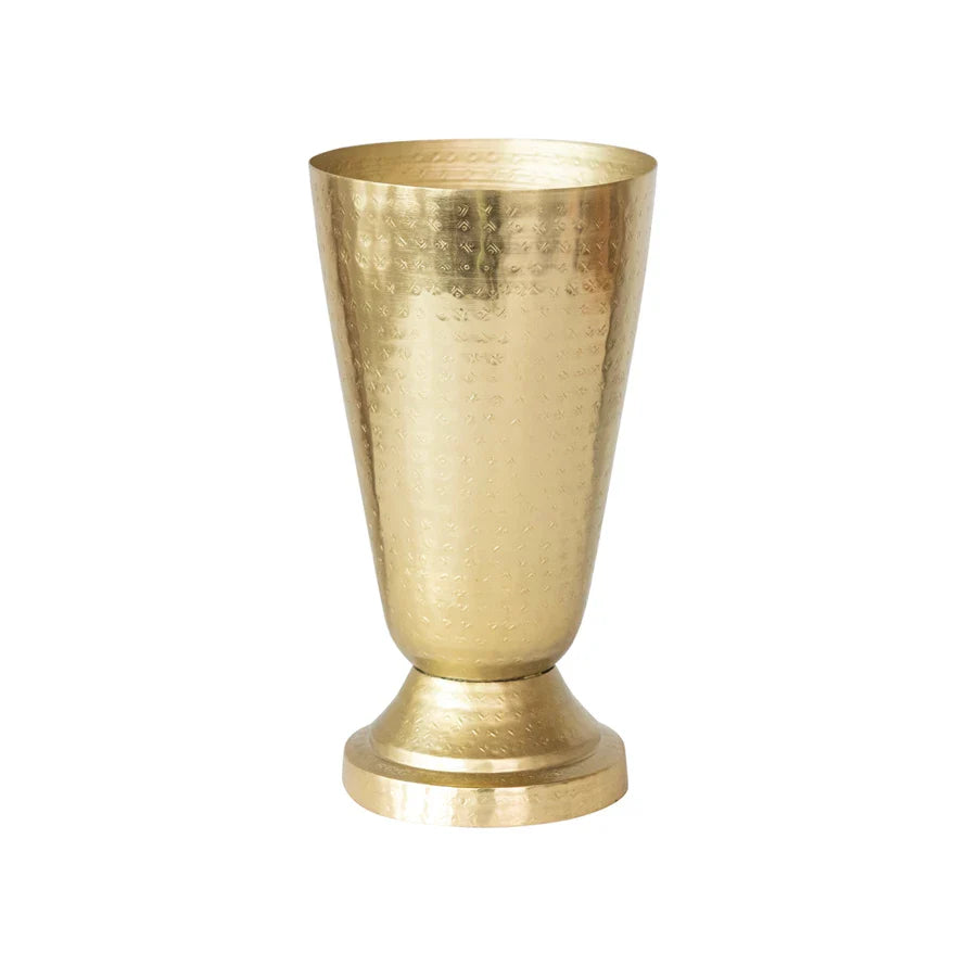 Hammered Metal 11.25" Vase in Gold Finish